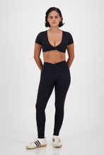 Cargar imagen en el visor de la galería, Ribbon Coal Black Leggings