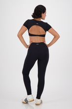 Cargar imagen en el visor de la galería, Ribbon Coal Black Leggings