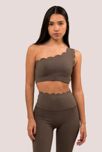 Cargar imagen en el visor de la galería, Scallop One Shoulder Khaki Top