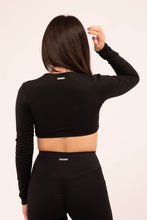 Cargar imagen en el visor de la galería, Twist Long Sleeve Black Top