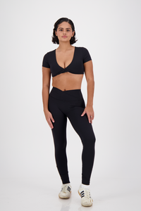 Ribbon Coal Black Leggings
