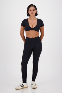 Ribbon Coal Black Leggings