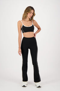 Contrast True Black Flare Pants