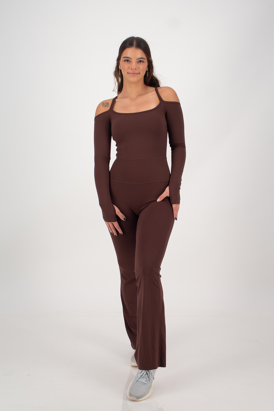 Hype Brown Long Sleeve Jumpsuit