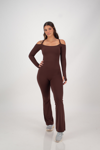 Hype Brown Long Sleeve Jumpsuit