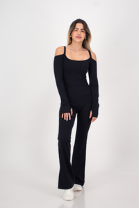 Hype Black Long Sleeve Jumpsuit