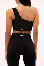 Cargar imagen en el visor de la galería, Scallop One Shoulder Black Top
