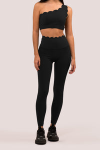 Scallop Black Leggings