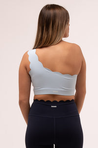 Scallop One Shoulder Blue Top