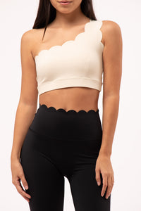 Scallop One Shoulder Crema Top