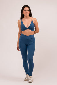 Twist Pocket Blue Leggings