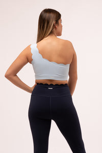 Scallop One Shoulder Blue Top