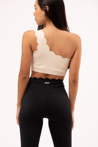 Scallop One Shoulder Crema Top