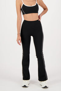 Contrast True Black Flare Pants