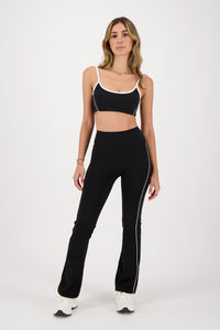 Contrast True Black Flare Pants