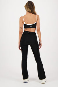 Contrast True Black Flare Pants