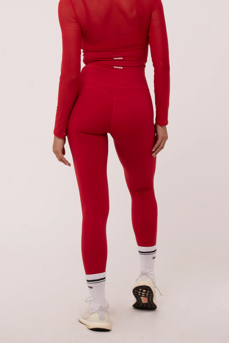 Posh Carmine Red Leggings – TessiaActivewear