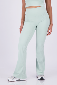 Solid  Leaf Green Flare Pants