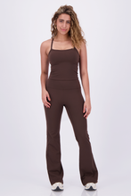 Cargar imagen en el visor de la galería, Solid  Chocolate Brown Flare Pants
