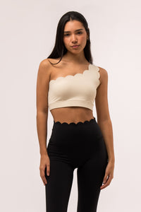 Scallop One Shoulder Crema Top