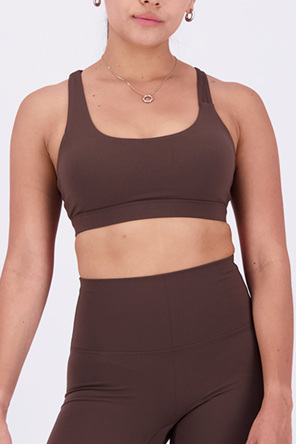 Solid Cross Chocolate Brown  Top