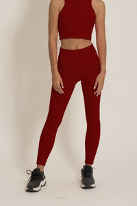 Solid Crimson Red Leggings